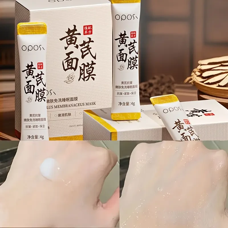 OPOSI Astragalus Leave-On Sleeping Mask – 30 Herbal Collagen Strips for Overnight Hydration & Glow