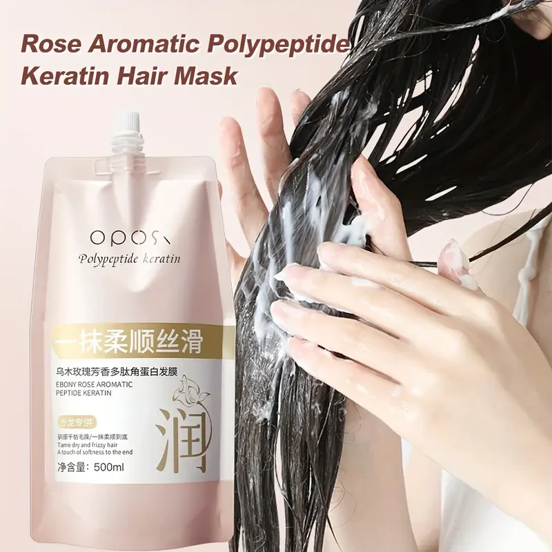 OPOSI Ebony Rose Aromatic Peptide Keratin Hair Mask – Professional Softening, Smoothing & Hydrating Treatment (500ml)