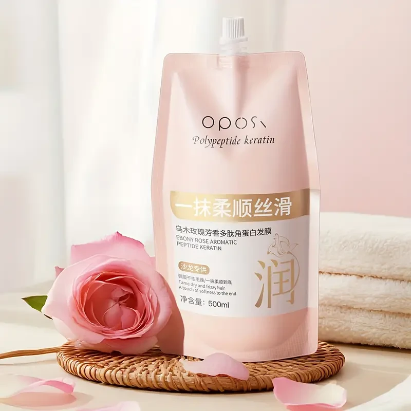 OPOSI Ebony Rose Aromatic Peptide Keratin Hair Mask – Professional Softening, Smoothing & Hydrating Treatment (500ml)