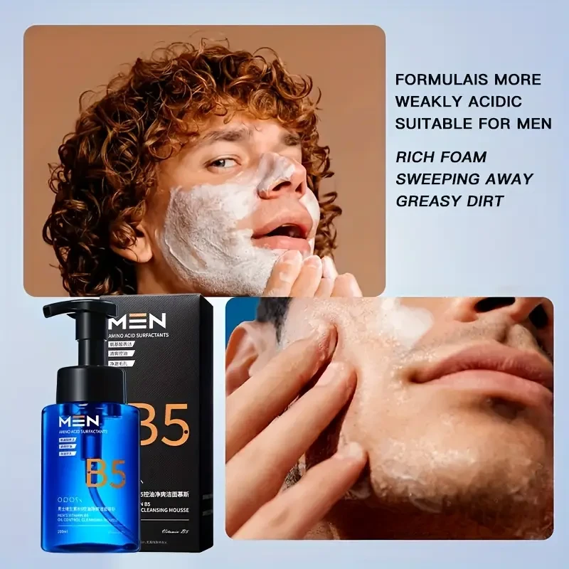 OPOSI Men’s Oil-Control Refreshing Cleansing Mousse – Deep Clean, Moisturize & Prep Skin (200ml)