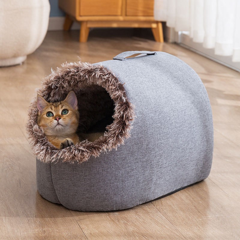 CozyCave™ Winter Warm Pet Bed – Enclosed Soft Cave for Dogs & Cats