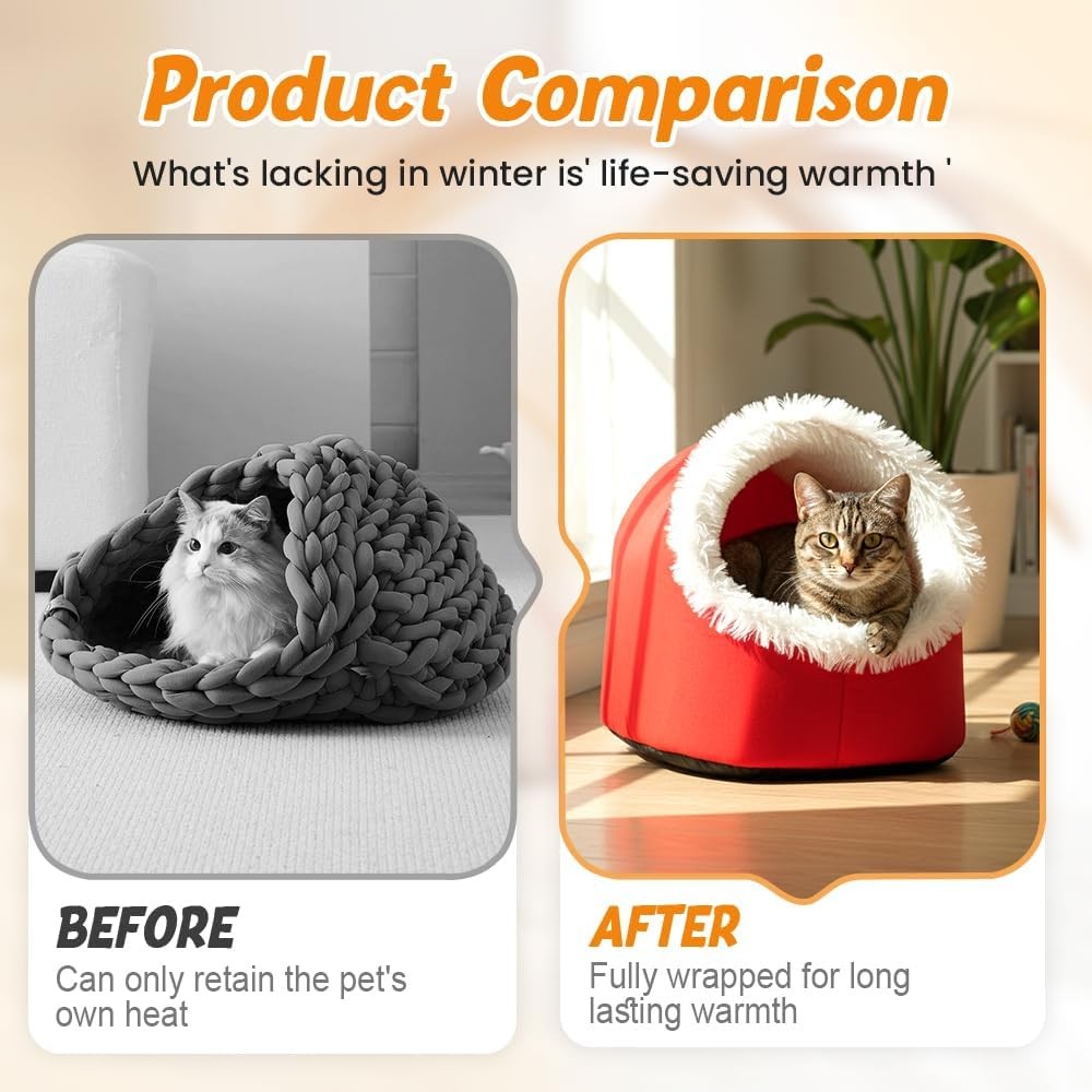CozyCave™ Winter Warm Pet Bed – Enclosed Soft Cave for Dogs & Cats