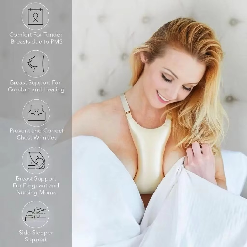 SilkRest™ Breast Support Pillow – Anti-Wrinkle Chest Pillow for Side Sleeping