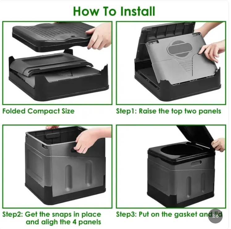 Portable Toilet For Car Camping Boating Hiking Outdoor Travel Potty With Carry Bag Foldable Emergency Toilet With Lid Trash Bags