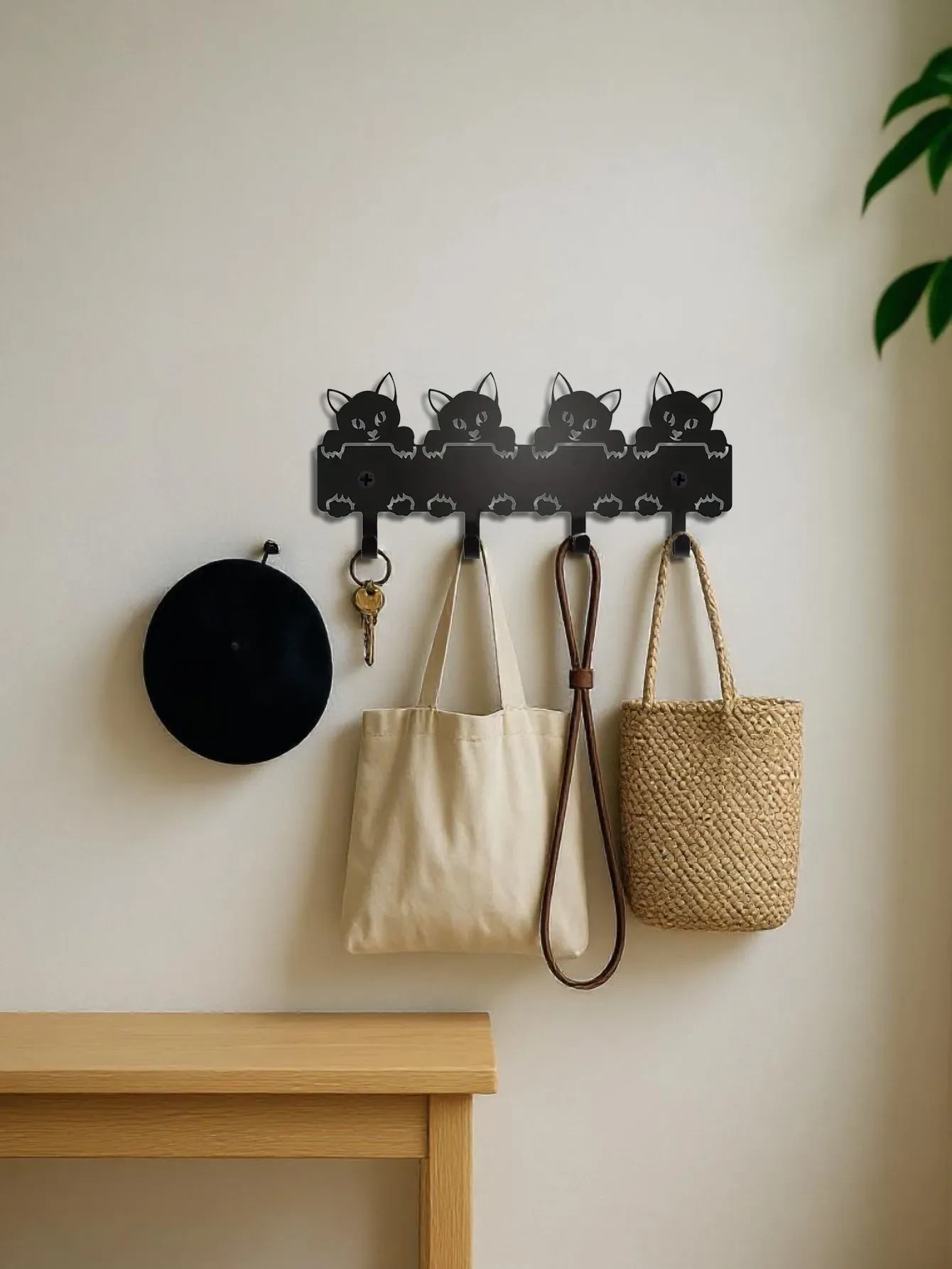 Cat Metal Keychain - Cute Wall Mounted Key Holder, Entryway Organizer Hooks