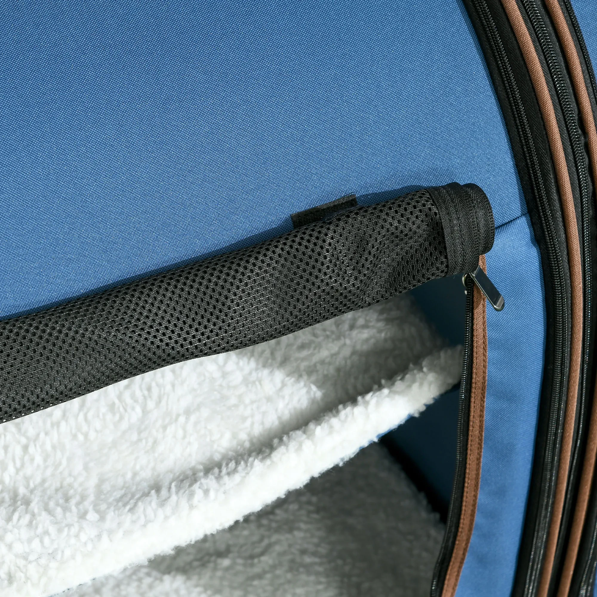 Portable Twin Compartment Show House Cat Cage 39 Soft-Sided Pet Kennel With Soft Cushions Storage Bag Blue