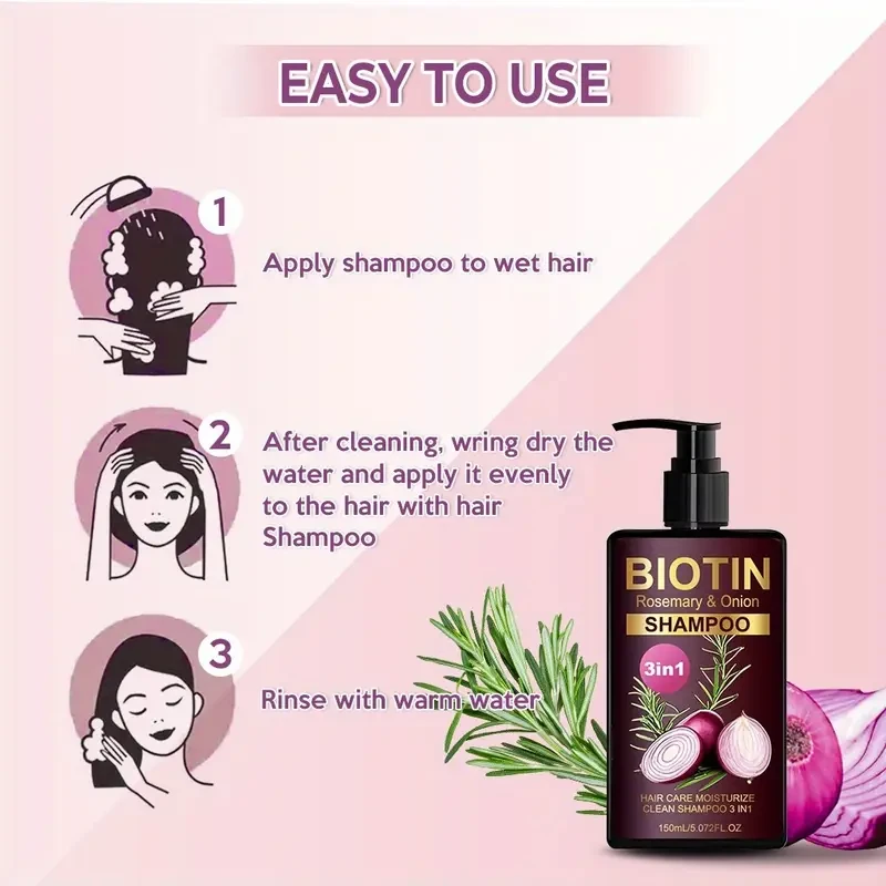 LANEMAY Biotin, Rosemary & Onion 3-in-1 Shampoo – Deep Clean, Moisturise & Strengthen