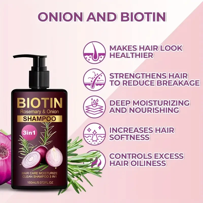 LANEMAY Biotin, Rosemary & Onion 3-in-1 Shampoo – Deep Clean, Moisturise & Strengthen