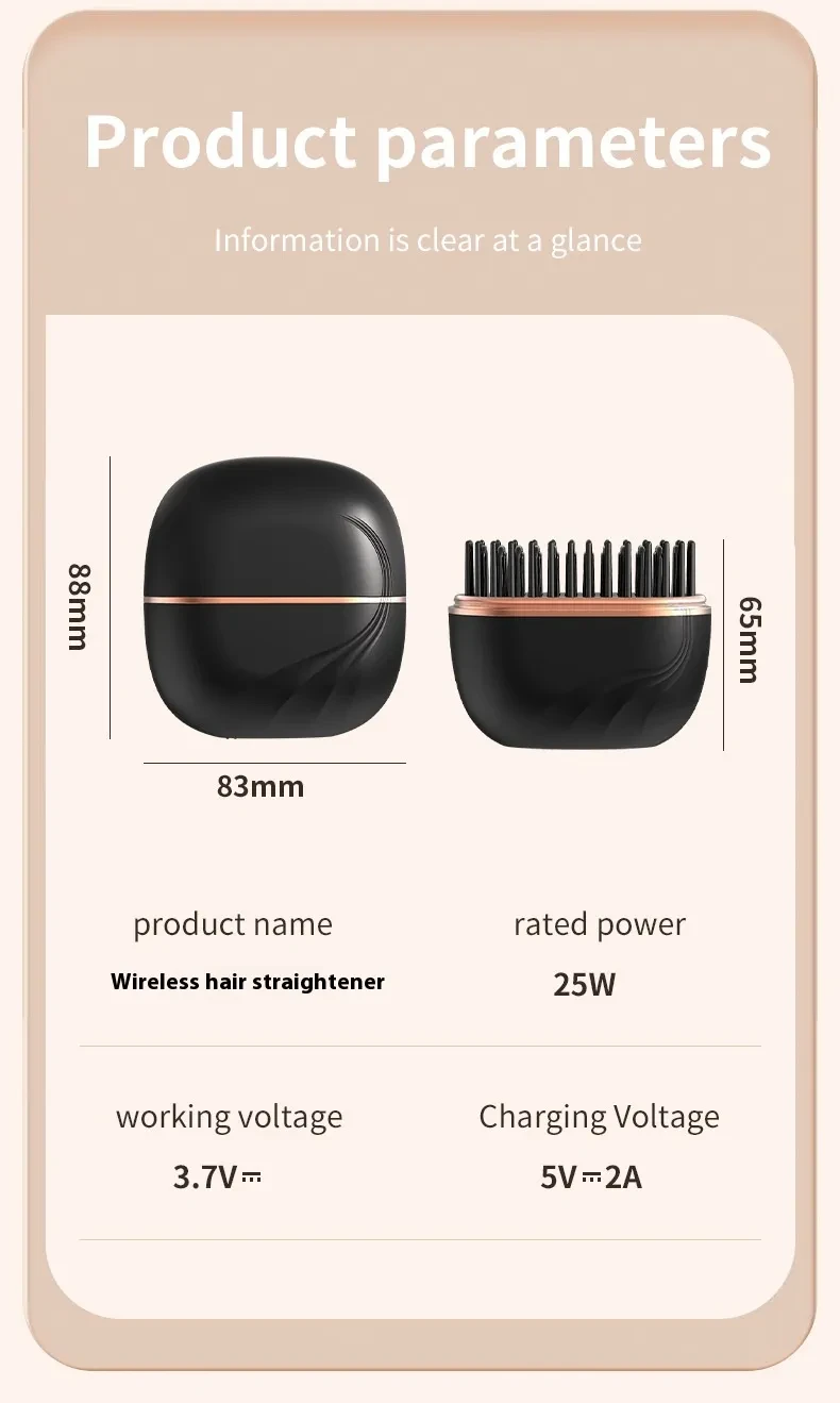 Mini Hair Straightening Comb Wireless Charging Portable Multifunctional Hair Care Not Hurt Hair Styling Comb Hair Straightener