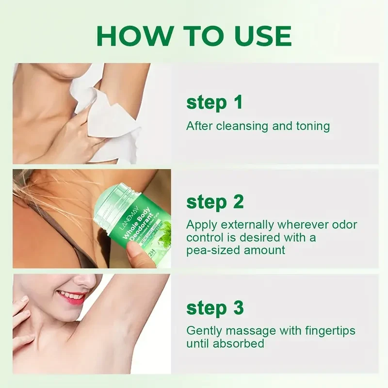 LANEMAY Whole Body Deodorant – 72H Freshness with Mint Scent & Gentle Skin Care