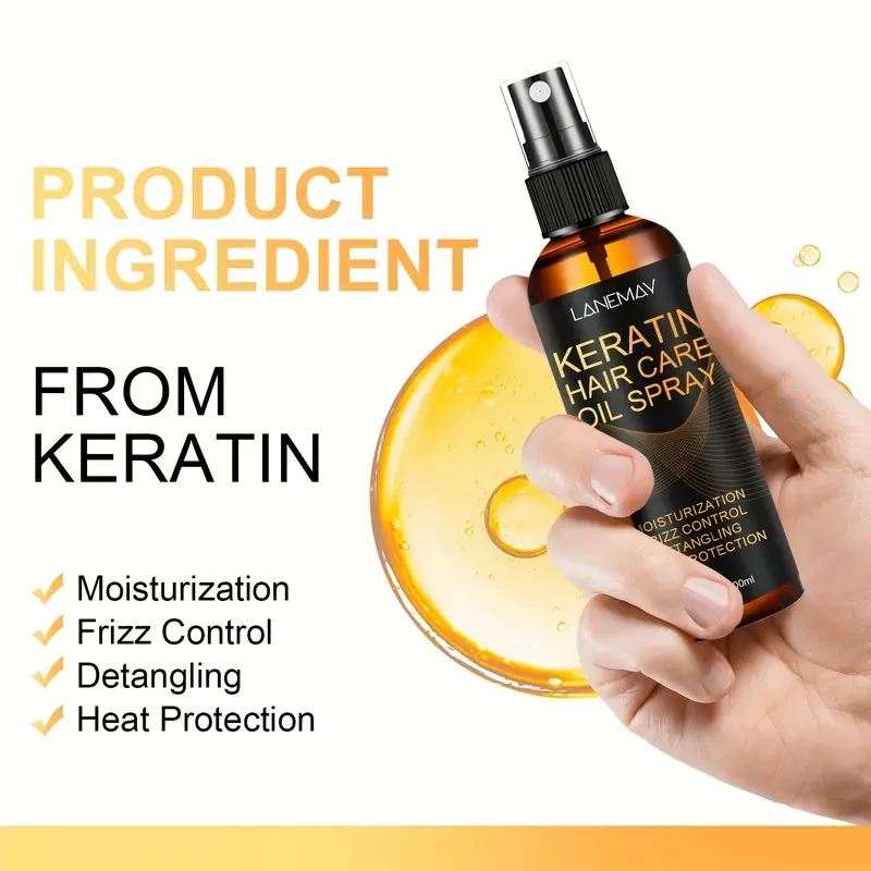 LANEMAY Keratin Hair Care Oil Spray – Deep Moisture, Shine & Frizz Control