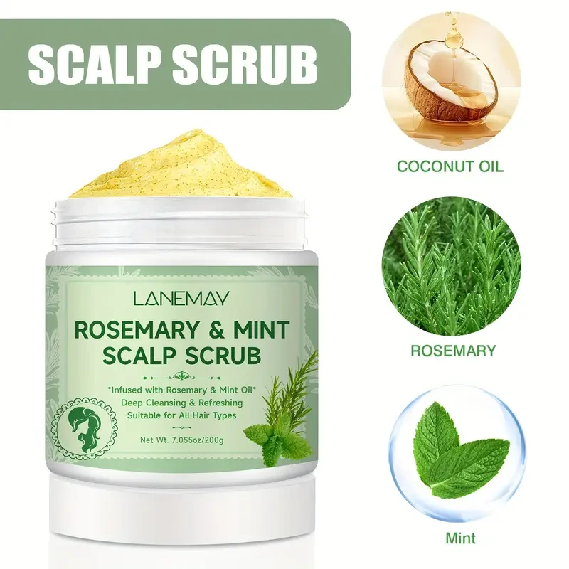 LANEMAY Rosemary & Mint Scalp Scrub – Deep Cleansing & Root-Strengthening Treatment