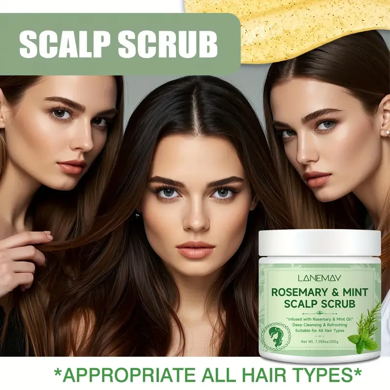 LANEMAY Rosemary & Mint Scalp Scrub – Deep Cleansing & Root-Strengthening Treatment