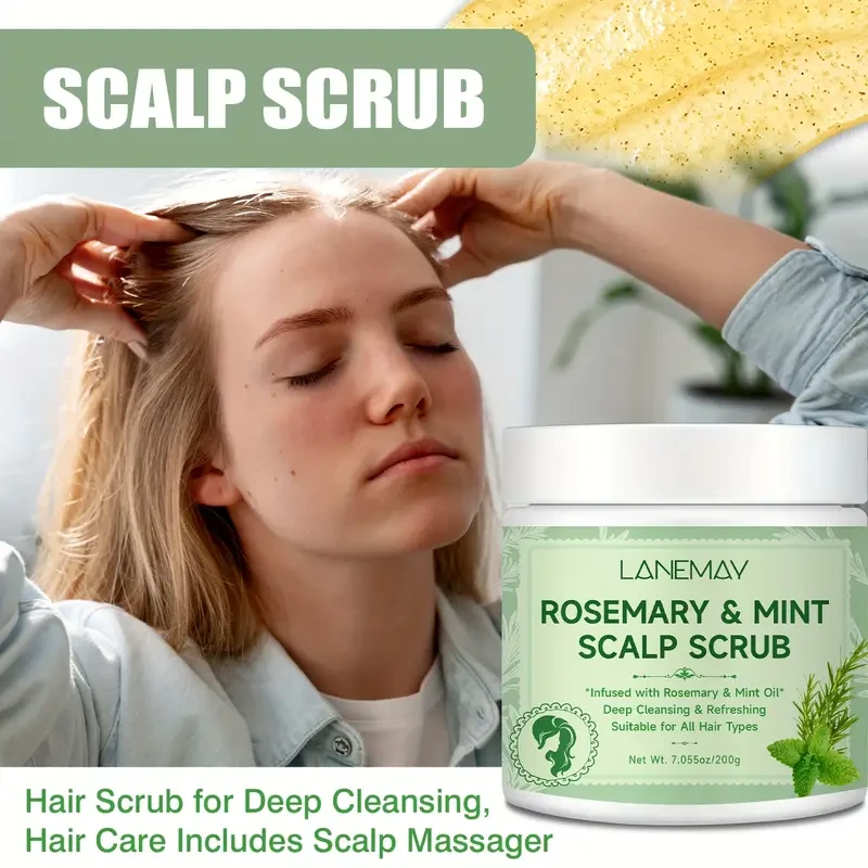 LANEMAY Rosemary & Mint Scalp Scrub – Deep Cleansing & Root-Strengthening Treatment