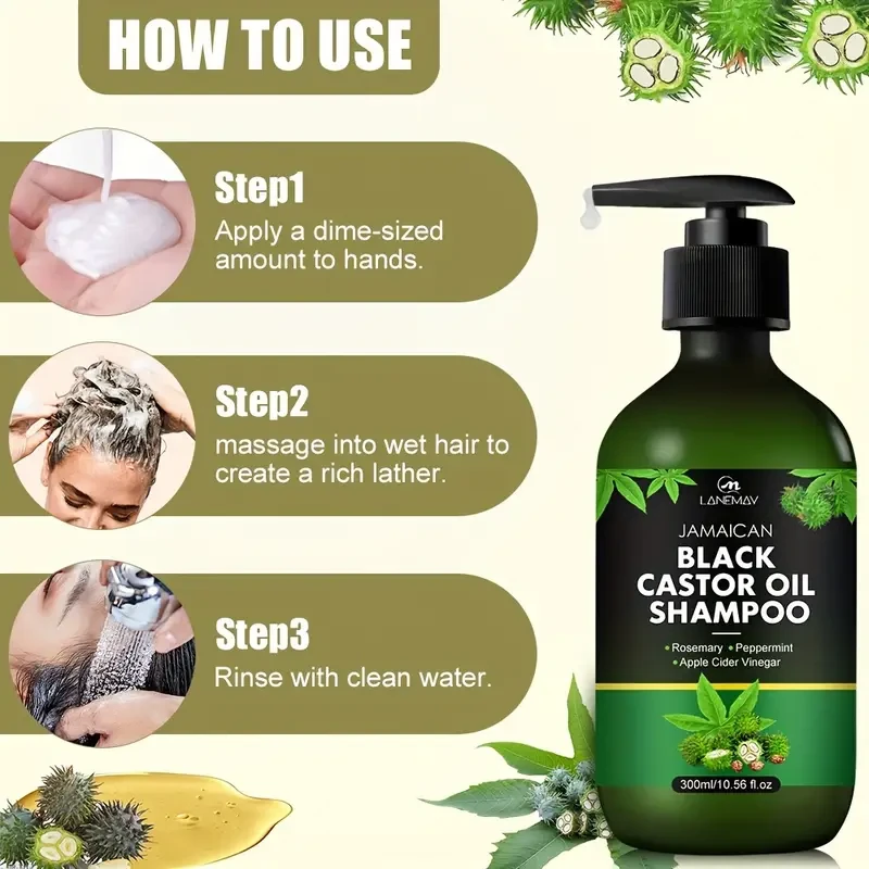 LANEMAY Black Castor Oil Shampoo – Deep Clean, Strengthen & Protect Against Breakage