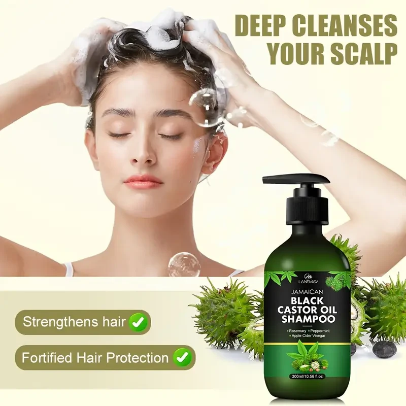 LANEMAY Black Castor Oil Shampoo – Deep Clean, Strengthen & Protect Against Breakage