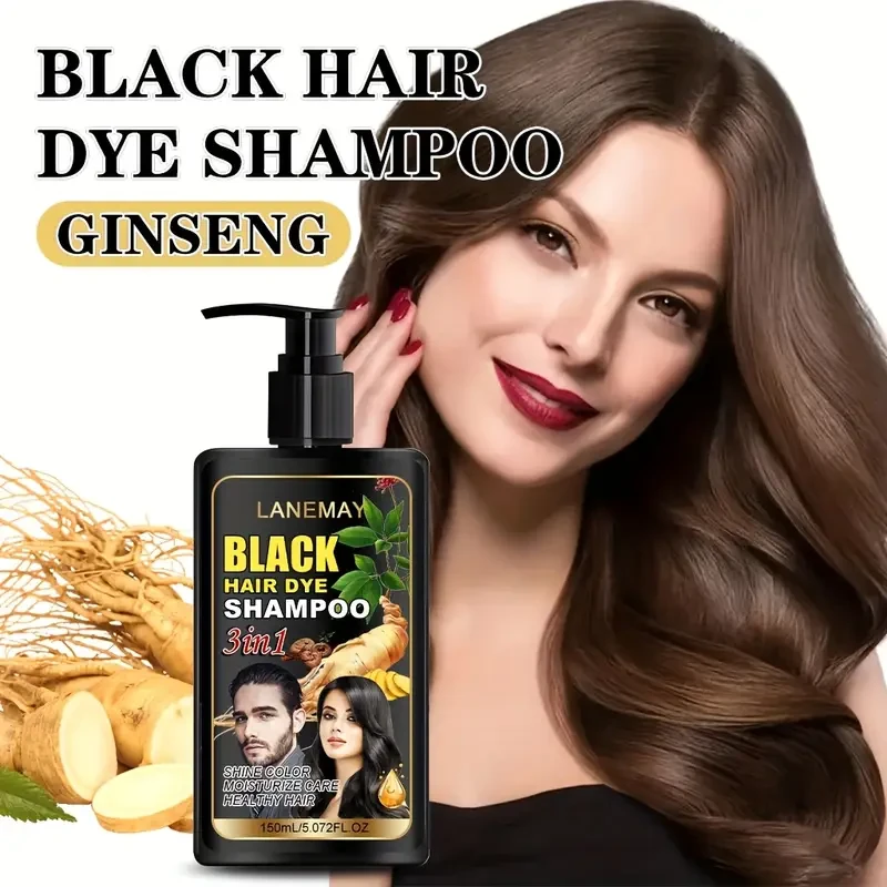 LANEMAY 3-in-1 Black Hair Dye Shampoo – Moisturising, Cleansing & Natural-Looking Black Colour