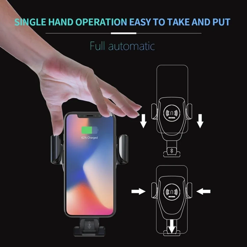10W QI Wireless Fast Car Charger Mount Holder Stand Automatic Clamping Charging