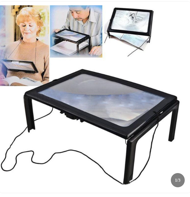 Desktop Magnifying Glass With 4 Led Lights Ultrathin A4 FullPage Large Reading Magnifier The Good Gift For Elders HY52