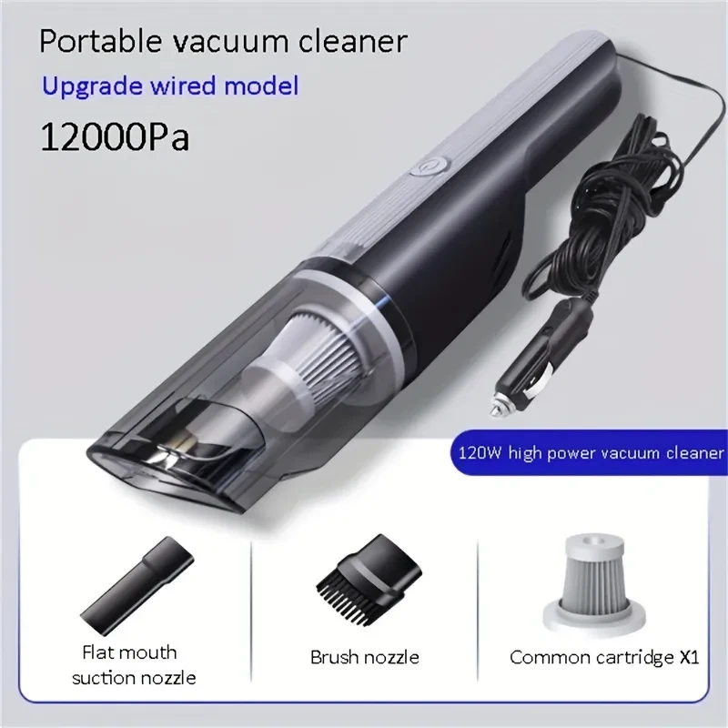 Wired Silver Red Car Vacuum Cleaner Car With Strong Suction Handheld Vacuum Cleaner Small Mini Rechargeable Home Vacuum Cleaner