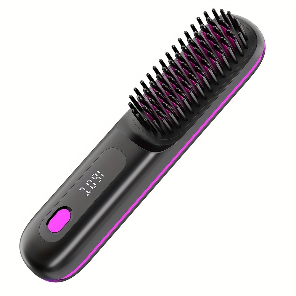 GENAI Cordless Hair Straightener Brush – Rapid Heating & Anti-Scald USB Rechargeable Hot Comb