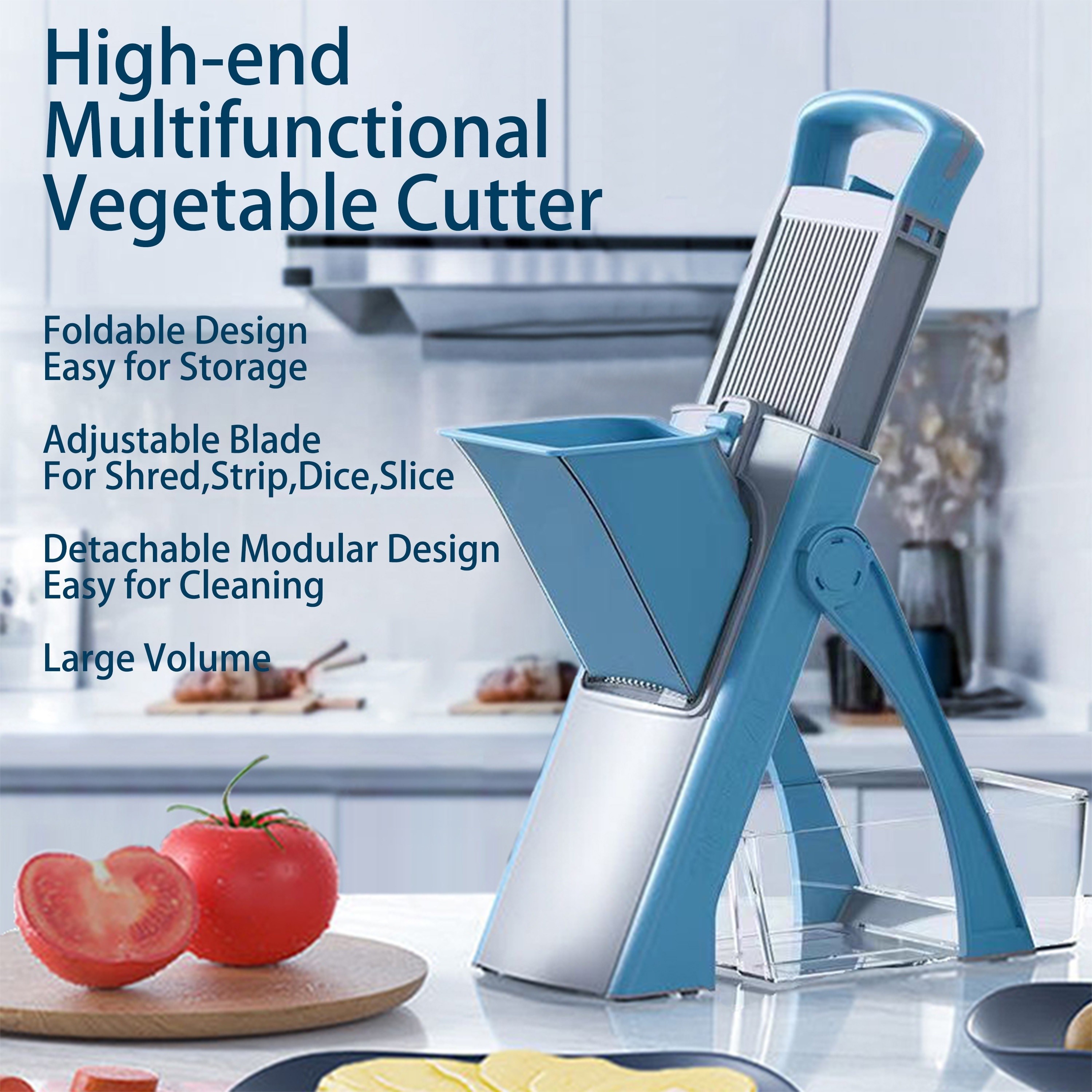 GENAI Multifunctional Vegetable Cutter – Adjustable Blade Slicer with Container for Shredding, Slicing, Dicing & Stripping