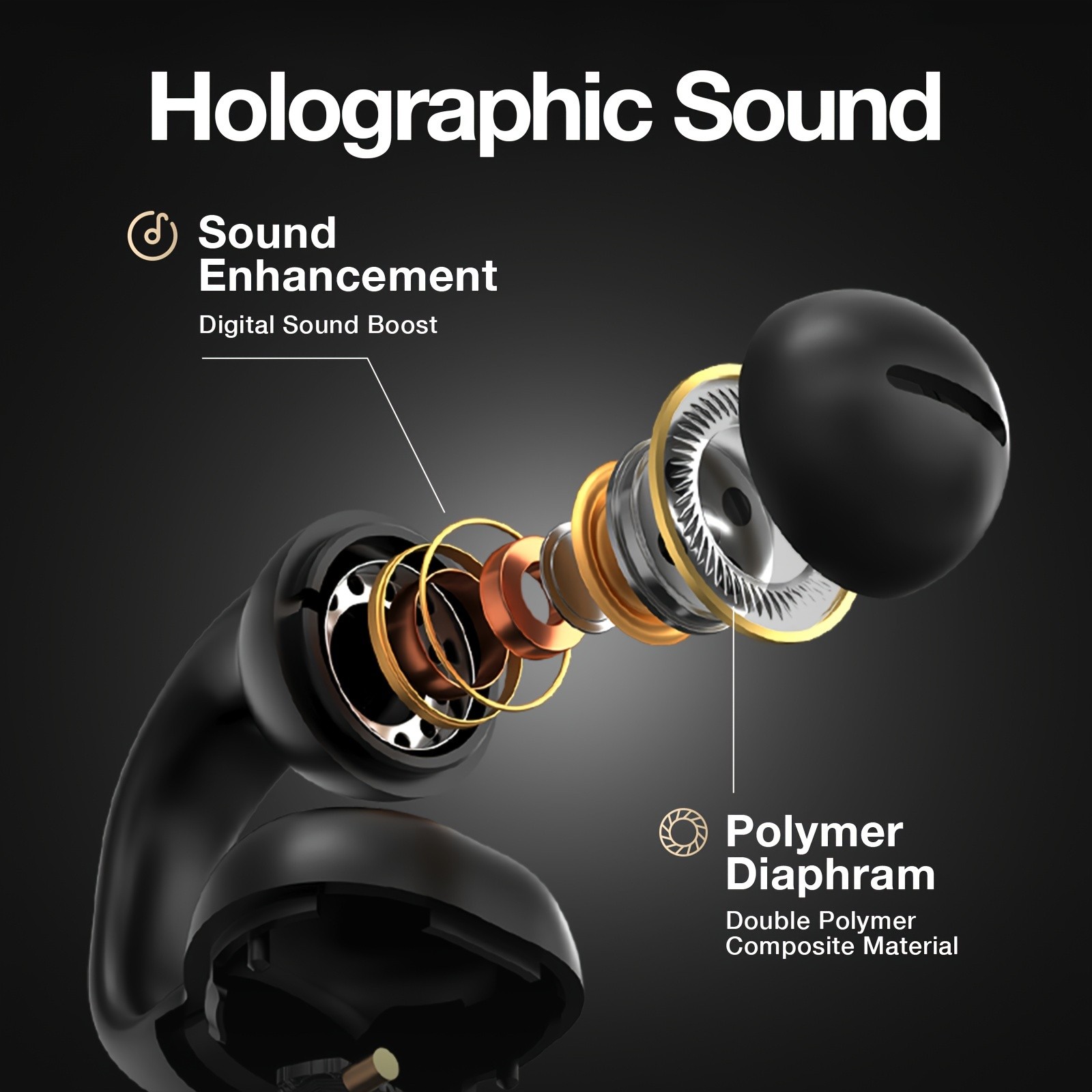 GENAI J01 Wireless Earbuds – Open-Ear Clip Headphones with Touch Volume Control