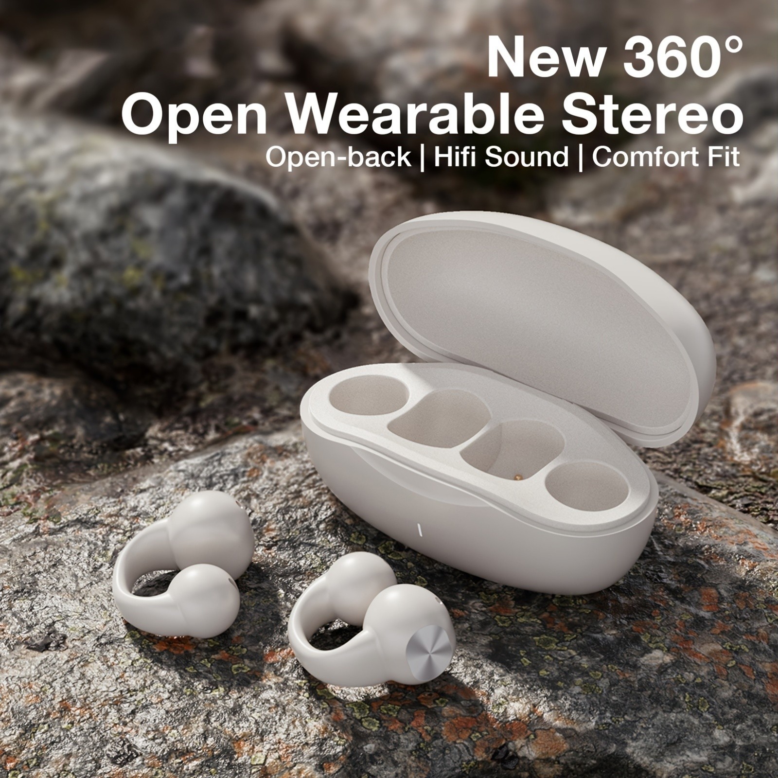 GENAI J01 Wireless Earbuds – Open-Ear Clip Headphones with Touch Volume Control