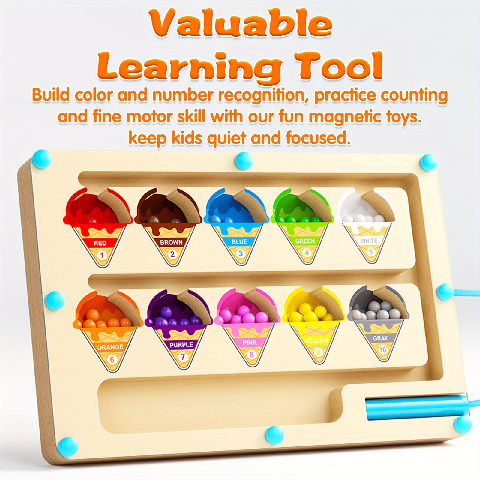 GENAI Wooden Magnetic Colour & Number Maze Puzzle Board – A Fun Learning Adventure for Curious Minds