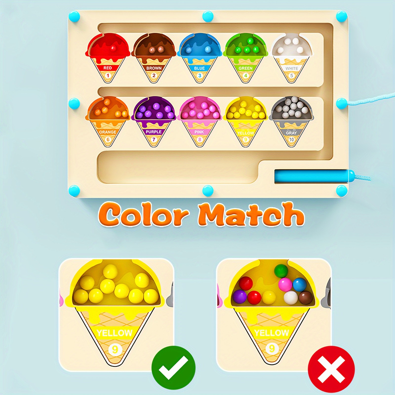 GENAI Wooden Magnetic Colour & Number Maze Puzzle Board – A Fun Learning Adventure for Curious Minds