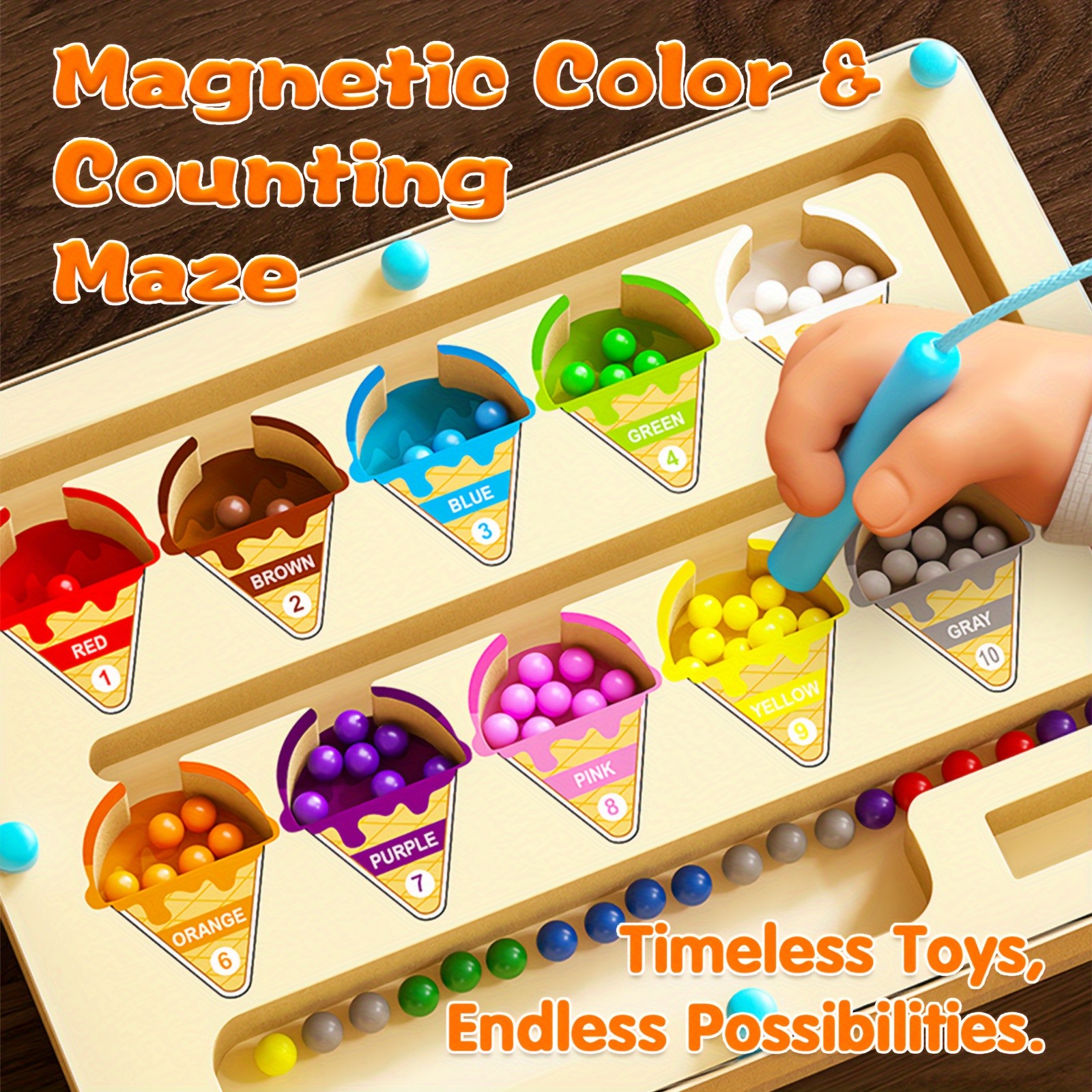 GENAI Wooden Magnetic Colour & Number Maze Puzzle Board – A Fun Learning Adventure for Curious Minds