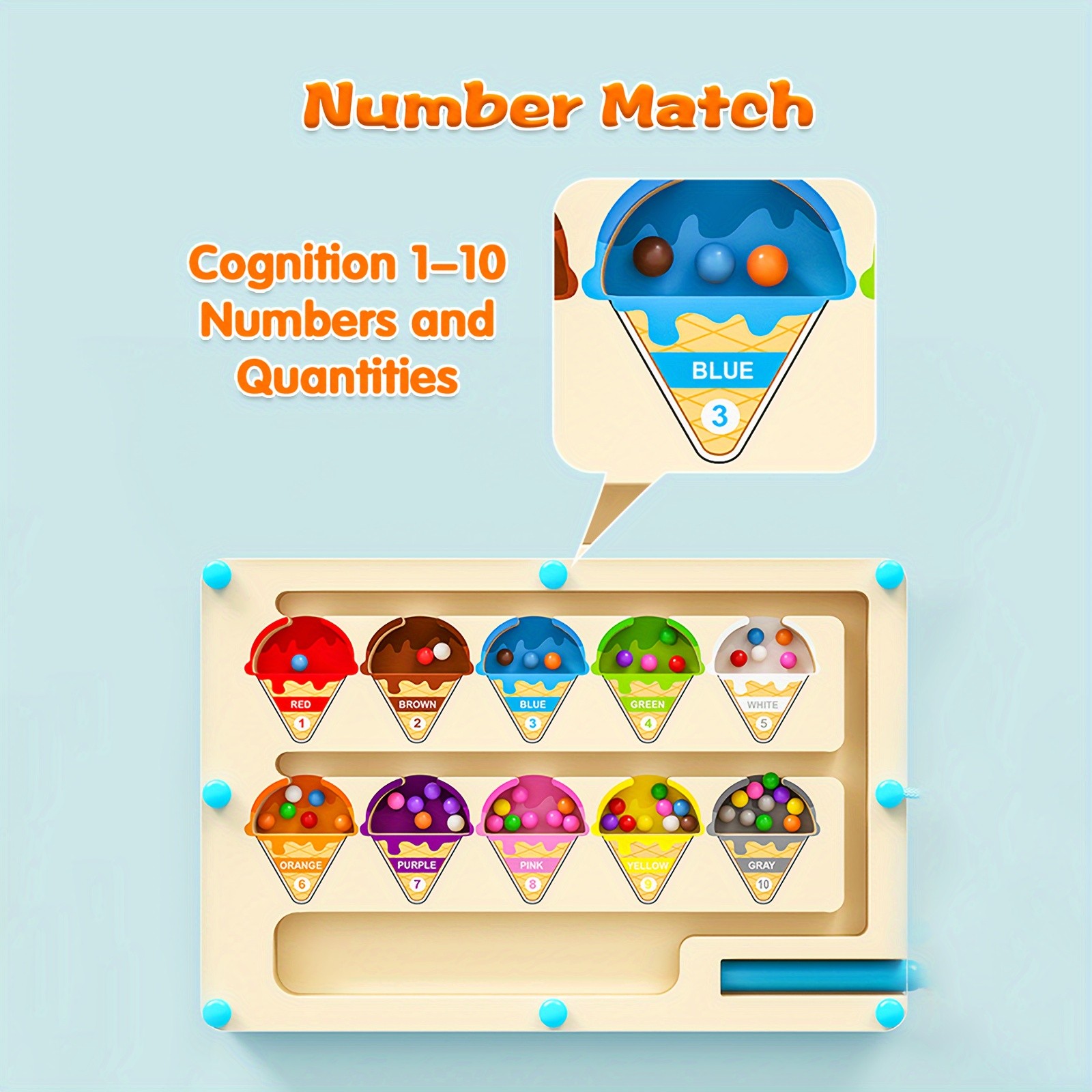 GENAI Wooden Magnetic Colour & Number Maze Puzzle Board – A Fun Learning Adventure for Curious Minds