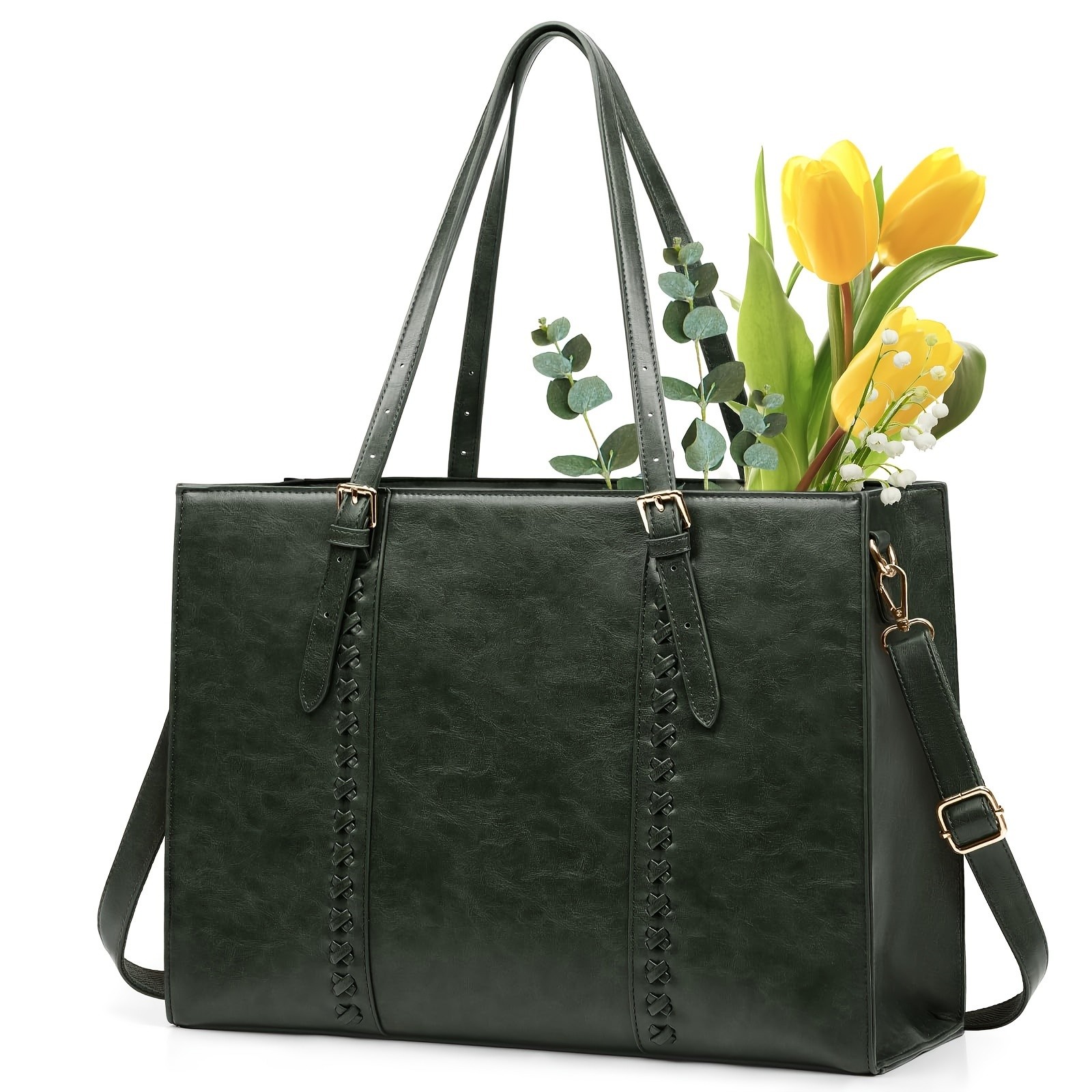 RAINSMORE Luxurious 39.62cm Women’s Laptop Tote – Vintage Elegance Meets Modern Professional Functionality