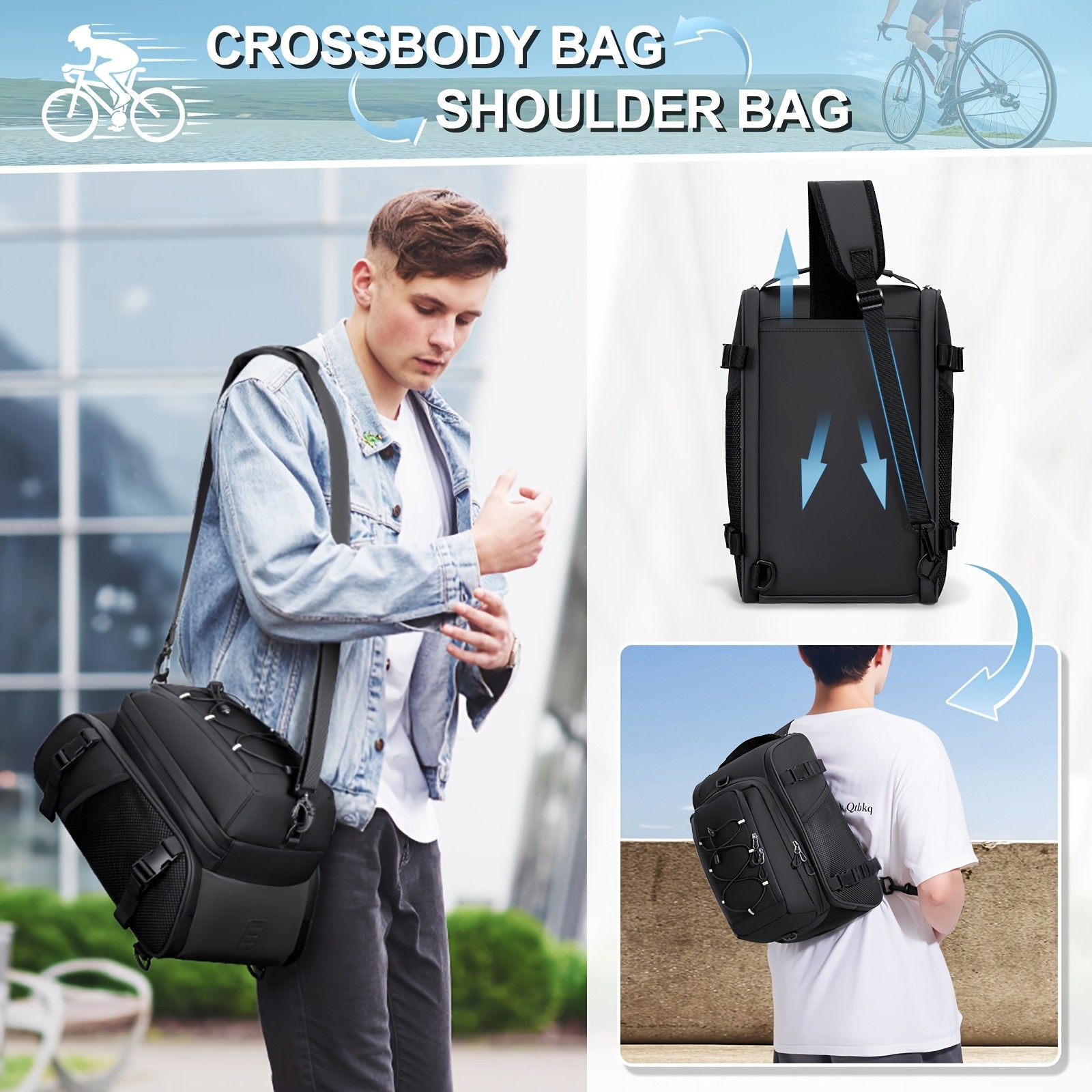 RAINSMORE 4-in-1 Expandable Bike Bag – Ultimate 15L Storage for Cycling, Commuting & Outdoor Adventures