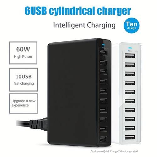 60W Multi-Port 10-Port USB Charger – Power Every Device, Anywhere, Anytime