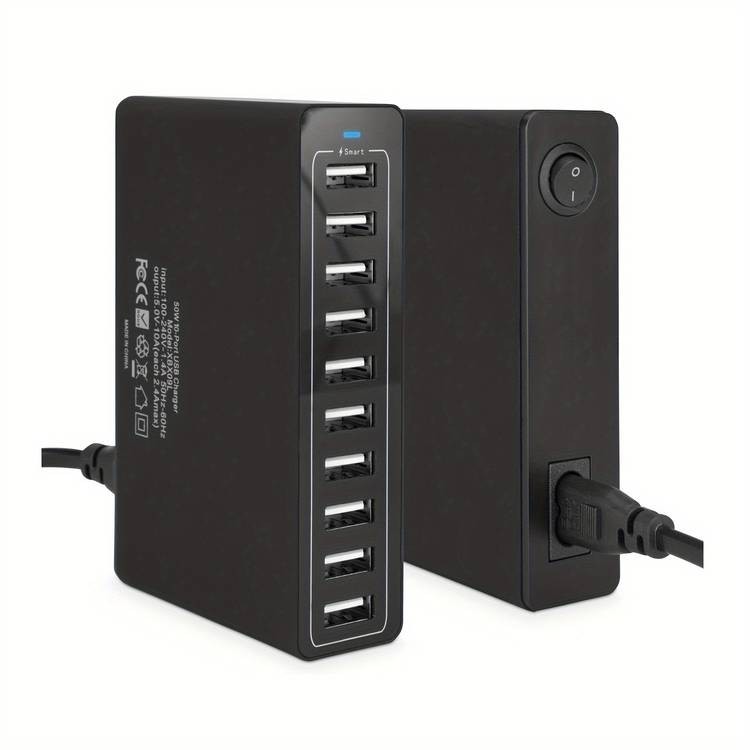 60W Multi-Port 10-Port USB Charger – Power Every Device, Anywhere, Anytime