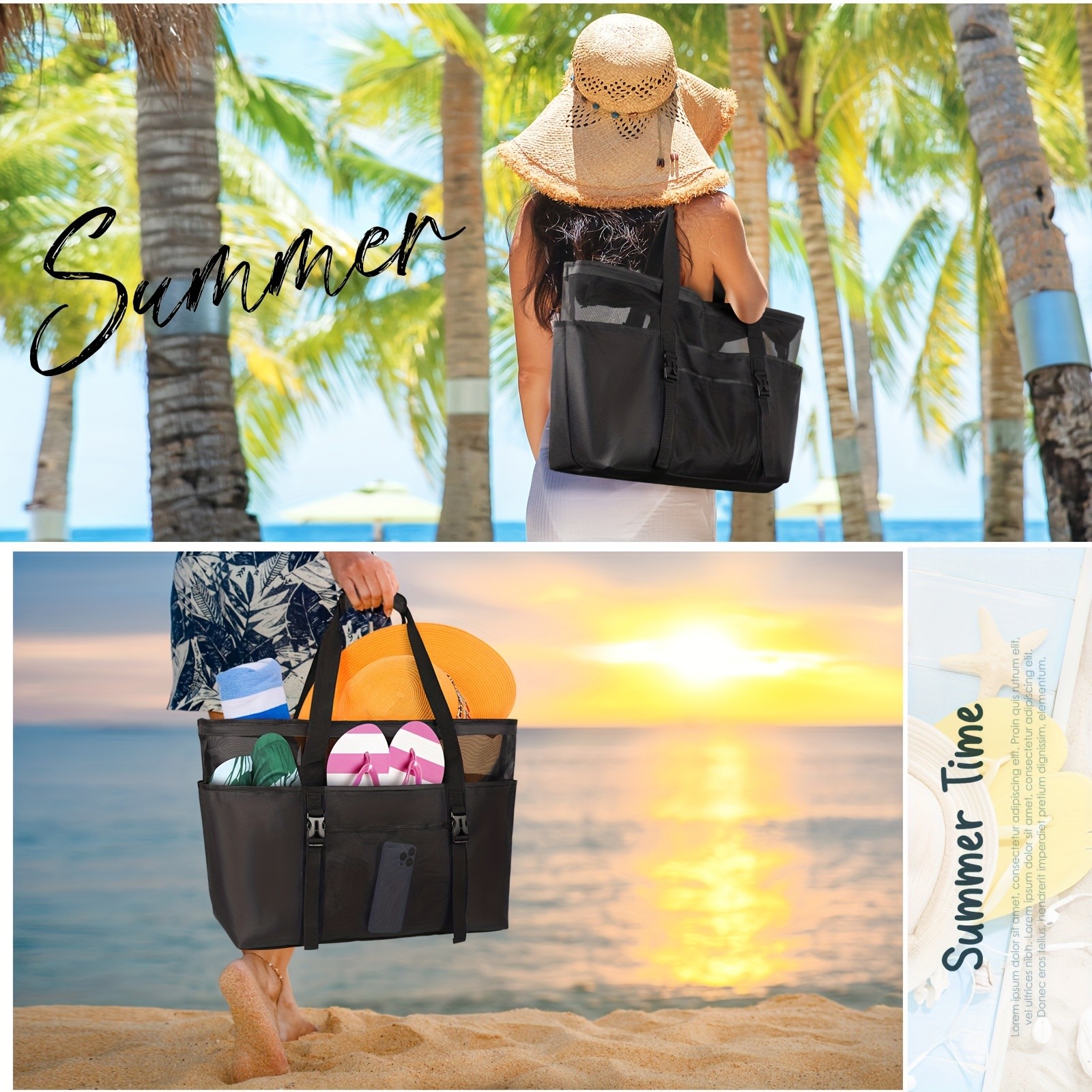 RAINSMORE Large Capacity Beach Tote – Spacious, Durable & Perfect for Family Beach Adventures