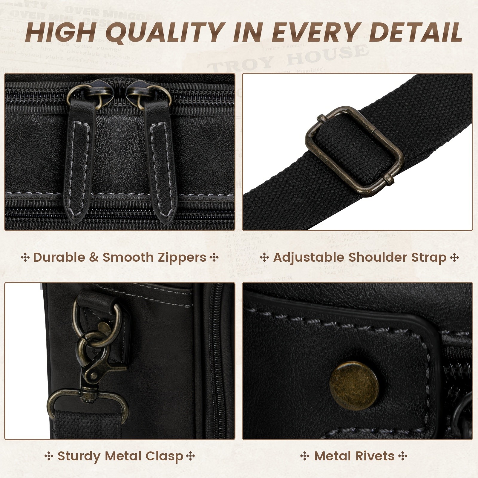 RAINSMORE Men’s 16-Inch Laptop Bag – Retro PU Leather Briefcase for Work, Business & Travel