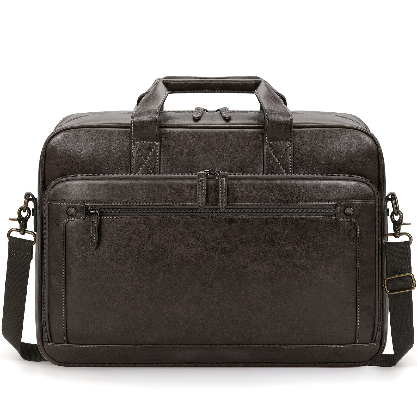 RAINSMORE Men’s 16-Inch Laptop Bag – Retro PU Leather Briefcase for Work, Business & Travel