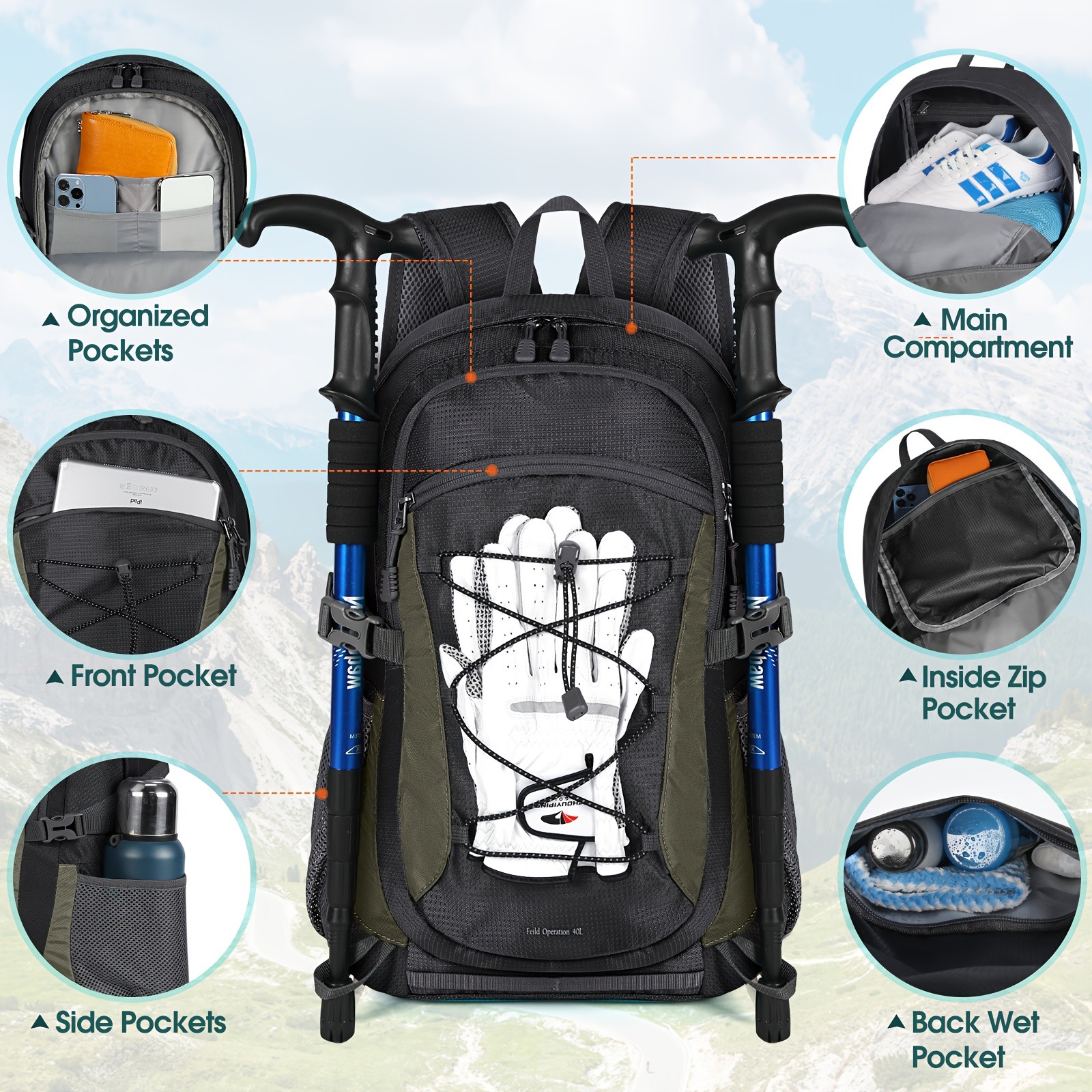 RAINSMORE 40L Unisex Hiking Backpack – Lightweight, Large-Capacity Comfort for NZ Outdoor Adventures