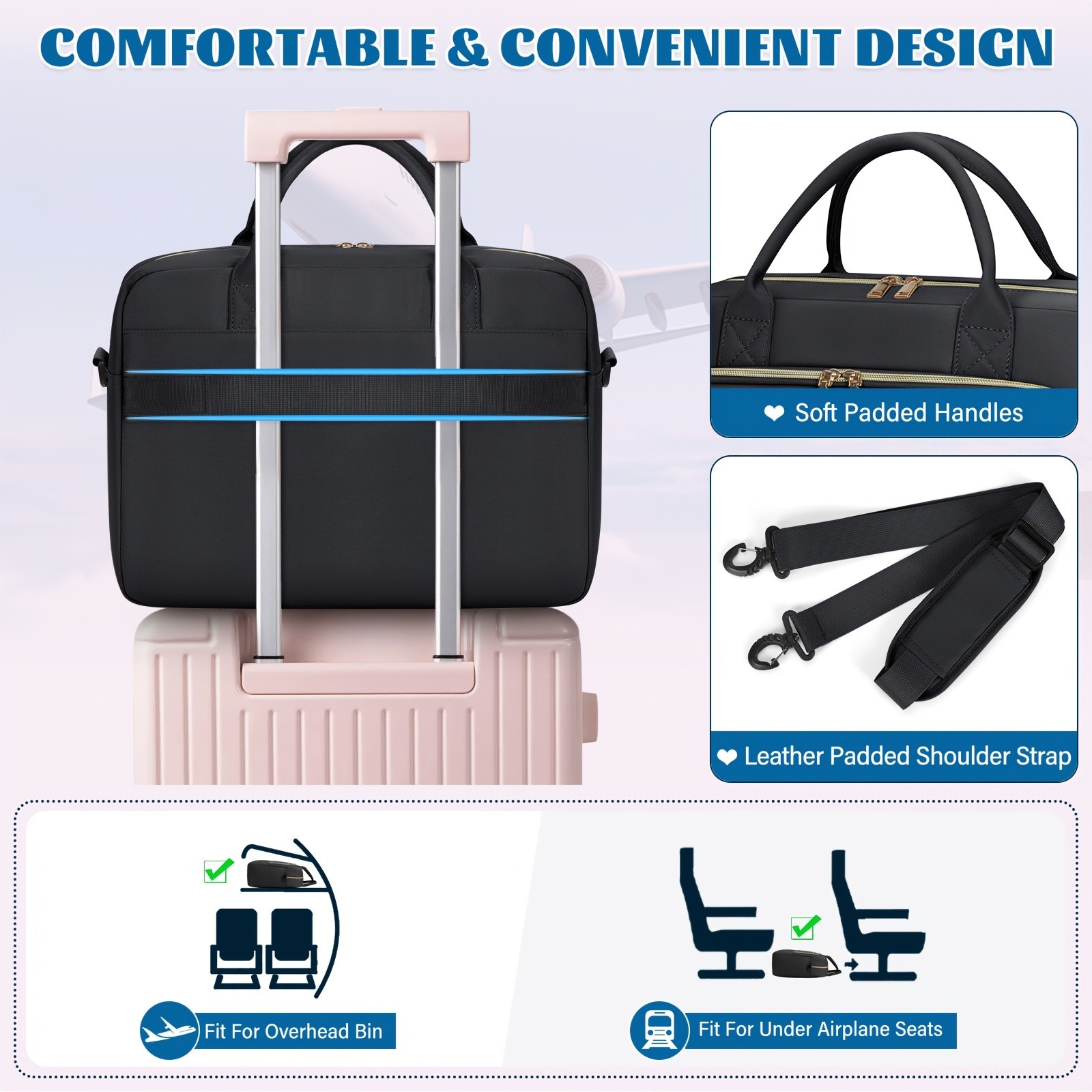 RAINSMORE Women’s 43.94 cm Laptop Briefcase – Durable, Quilted & Professional for Work, Business & Travel