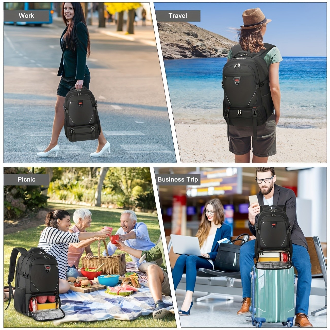 RAINSMORE 43.94 cm Laptop Backpack – USB Charging, Lunch Compartment & Heavy-Duty Design for Work & Travel