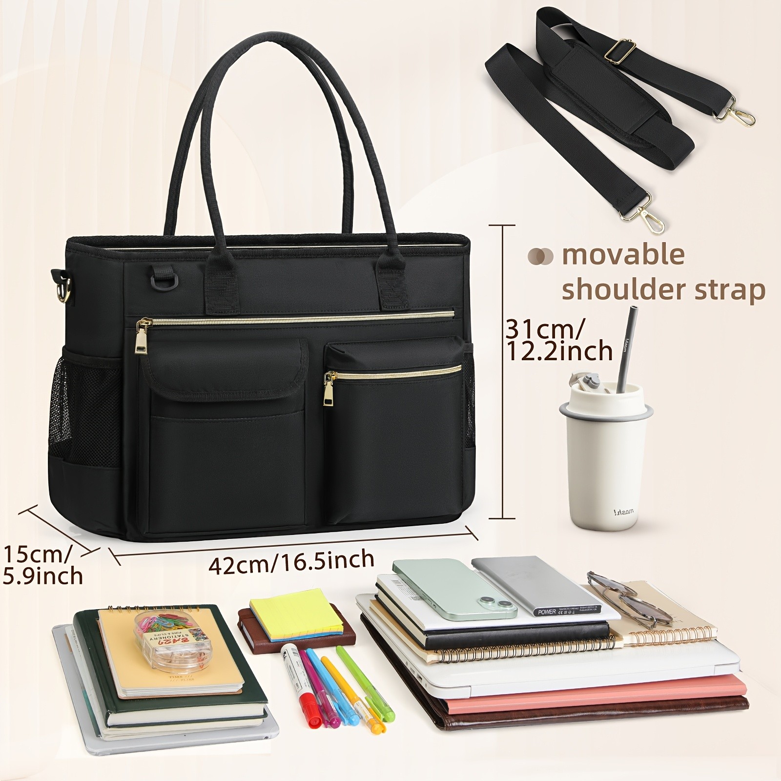 RAINSMORE Women’s 39.62 cm Laptop Bag – Professional Large Work Tote for Teachers, Nurses & Office Life