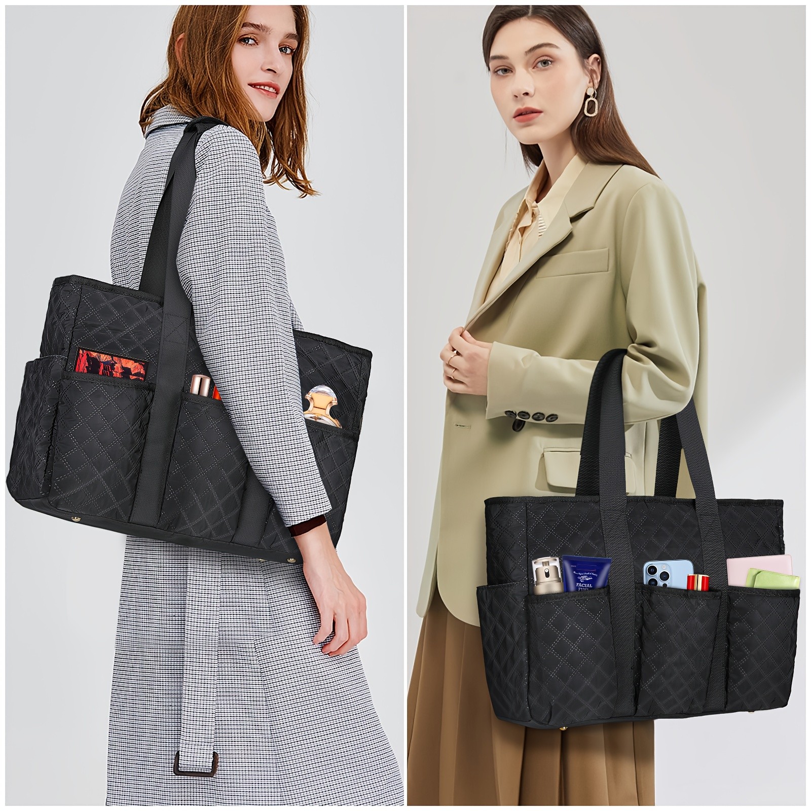 RAINSMORE Women’s Large Laptop Tote Bag – 15.6" Compartment, Heavy-Duty Organisation for Work, School & Travel