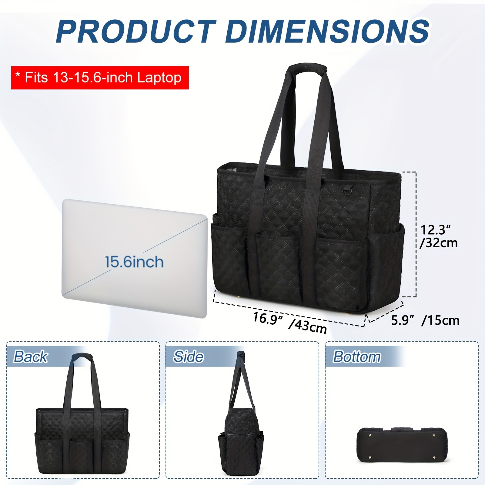 RAINSMORE Women’s Large Laptop Tote Bag – 15.6" Compartment, Heavy-Duty Organisation for Work, School & Travel