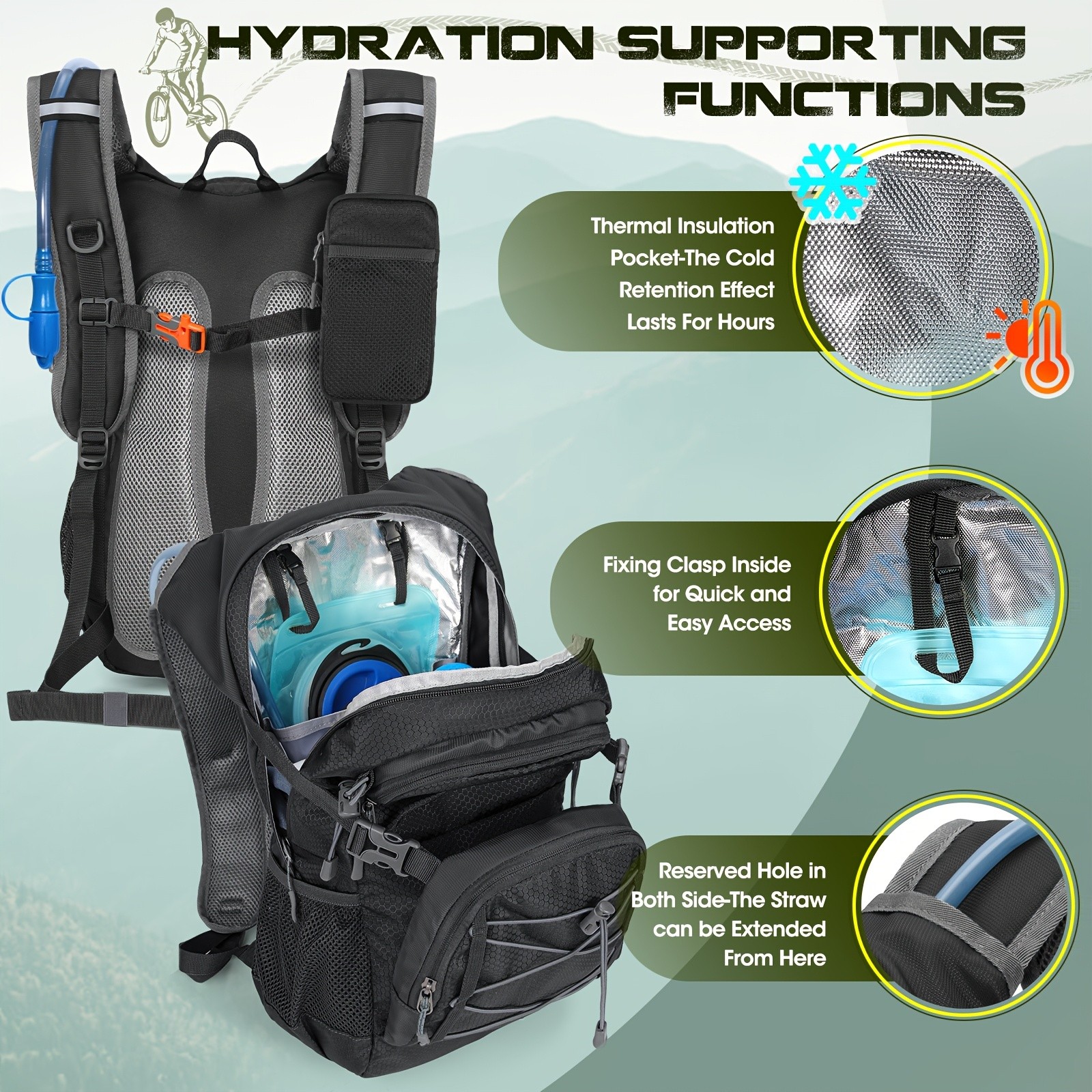 RAINSMORE 2L Water Bottle Backpack – Lightweight Hydration Pack with 2L Water Tank for Outdoor Sports