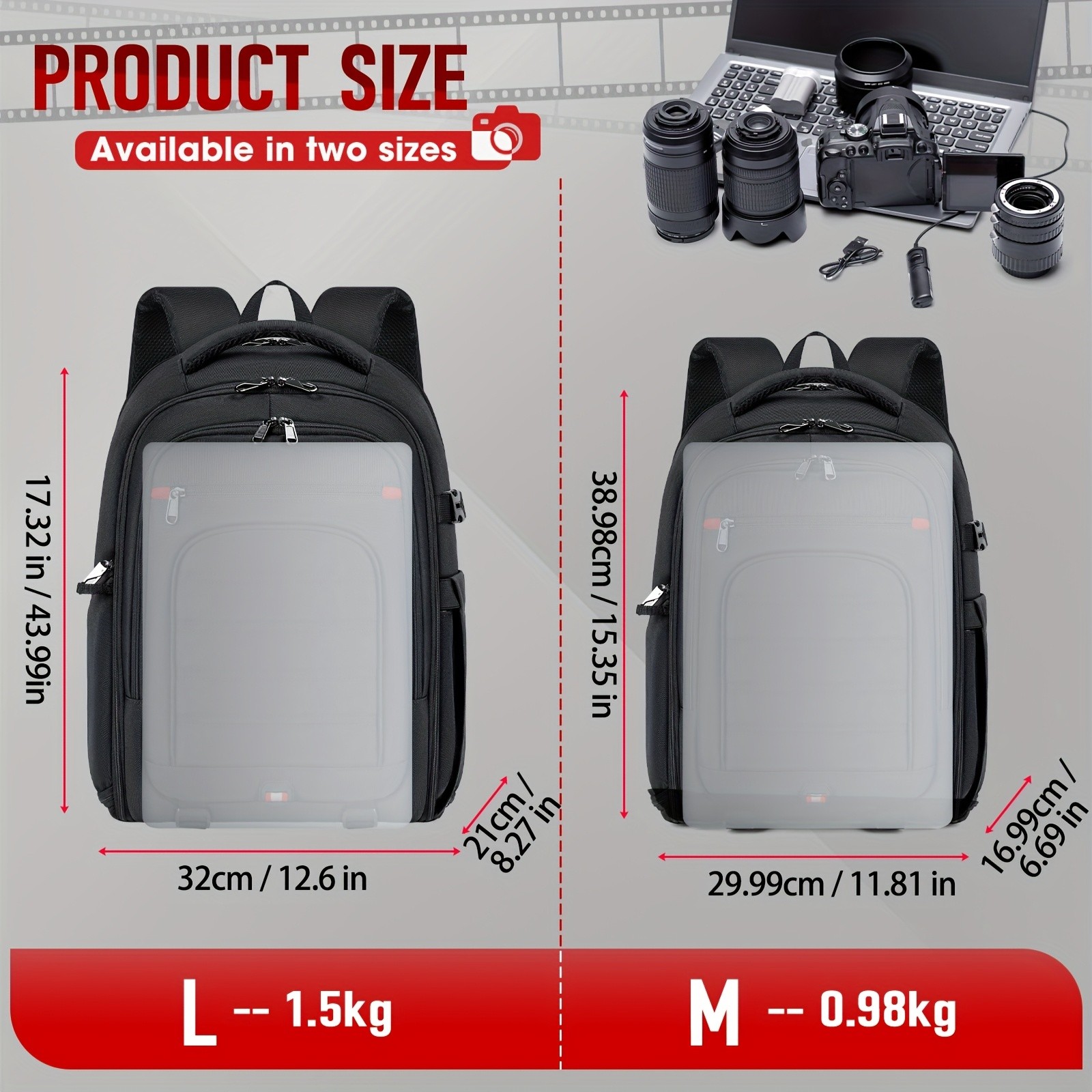 RAINSMORE Camera & Laptop Backpack – Anti-Theft 15.6" Photography Bag with Tripod Holder