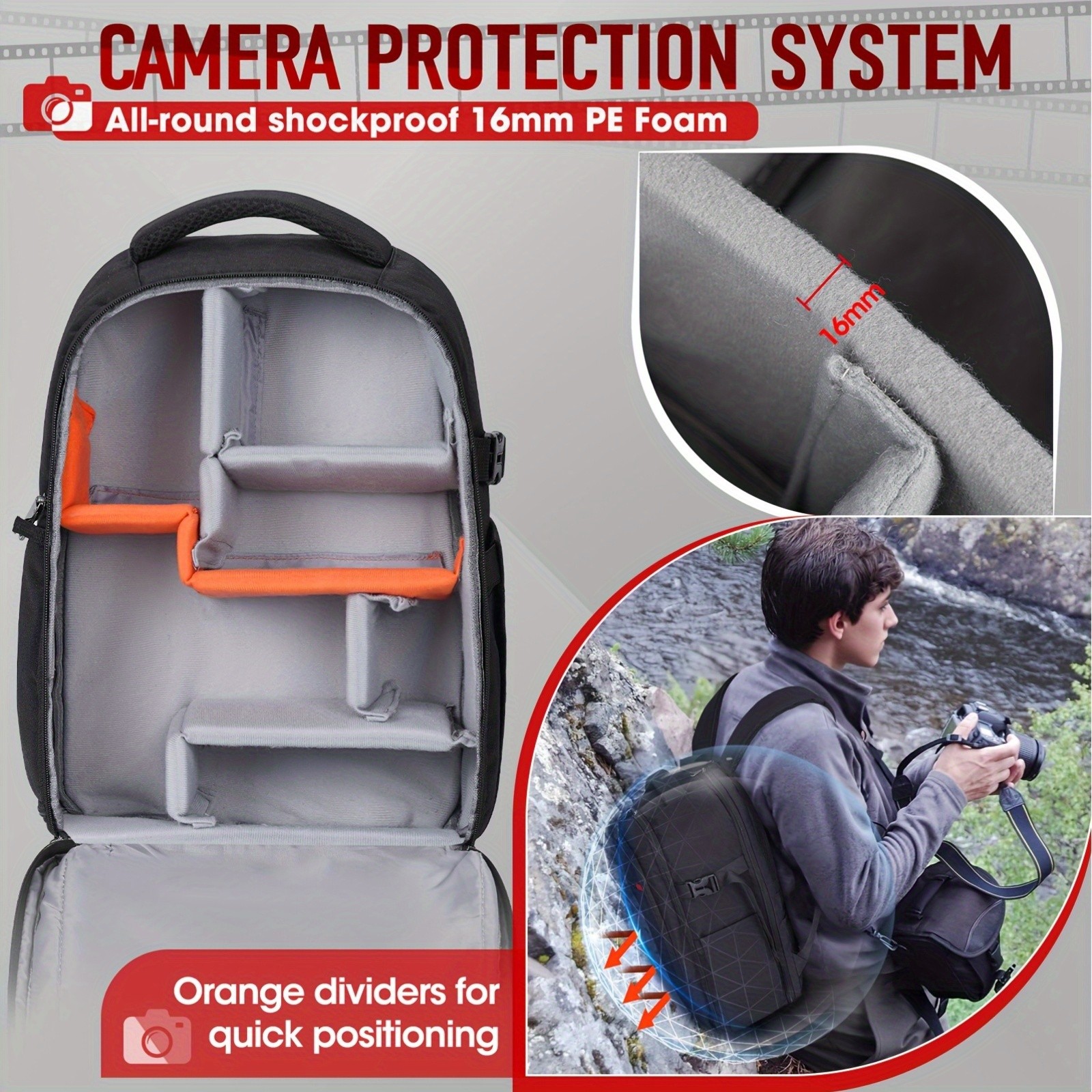 RAINSMORE Camera & Laptop Backpack – Anti-Theft 15.6" Photography Bag with Tripod Holder