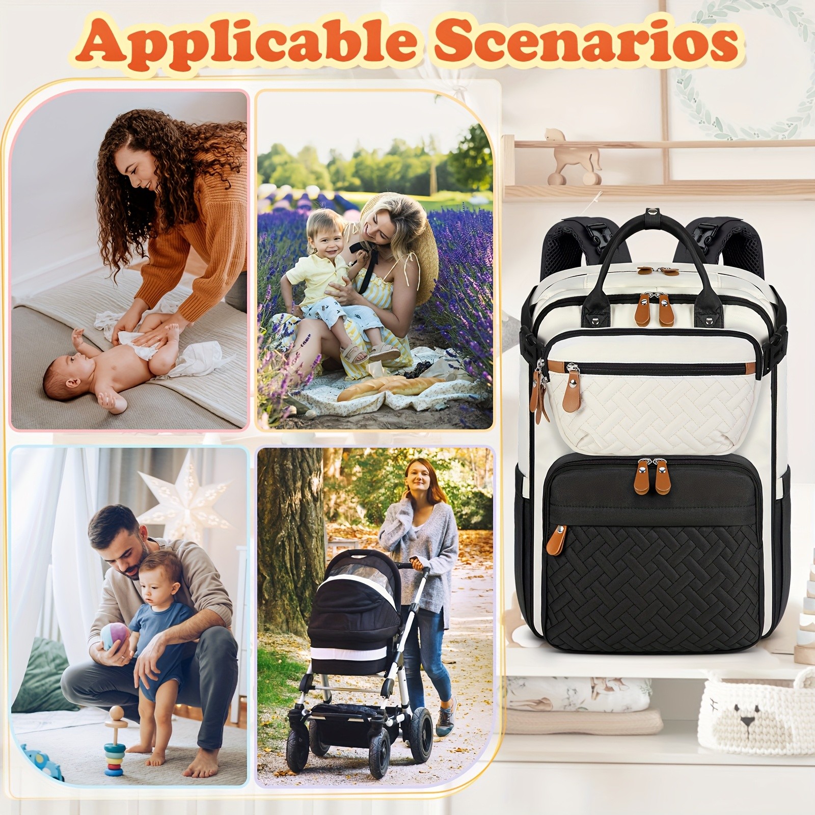 RAINSMORE Detachable Crossbody & Diaper Backpack – Playful Cartoon Bear Design for Modern Kiwi Parents