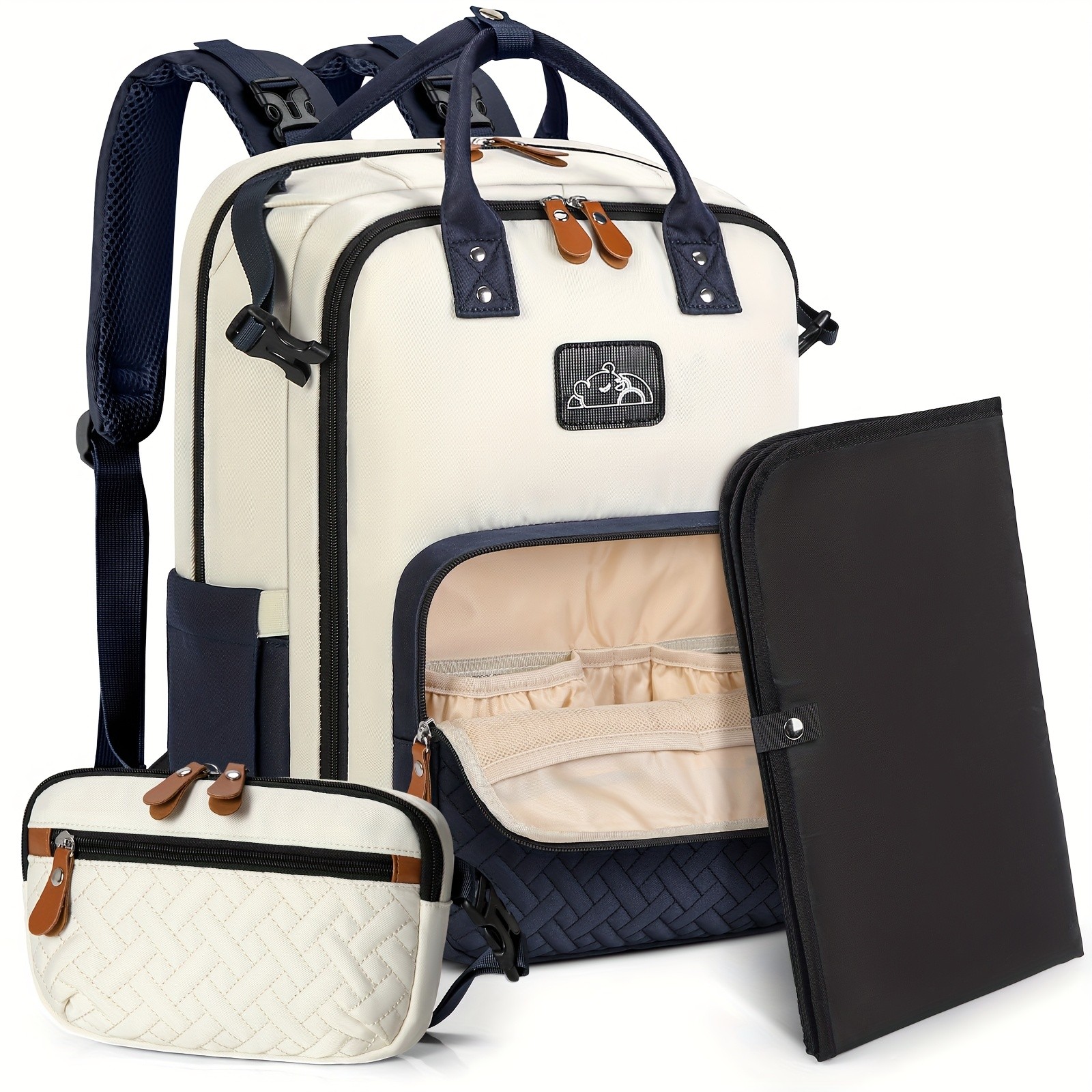 RAINSMORE Detachable Crossbody & Diaper Backpack – Playful Cartoon Bear Design for Modern Kiwi Parents